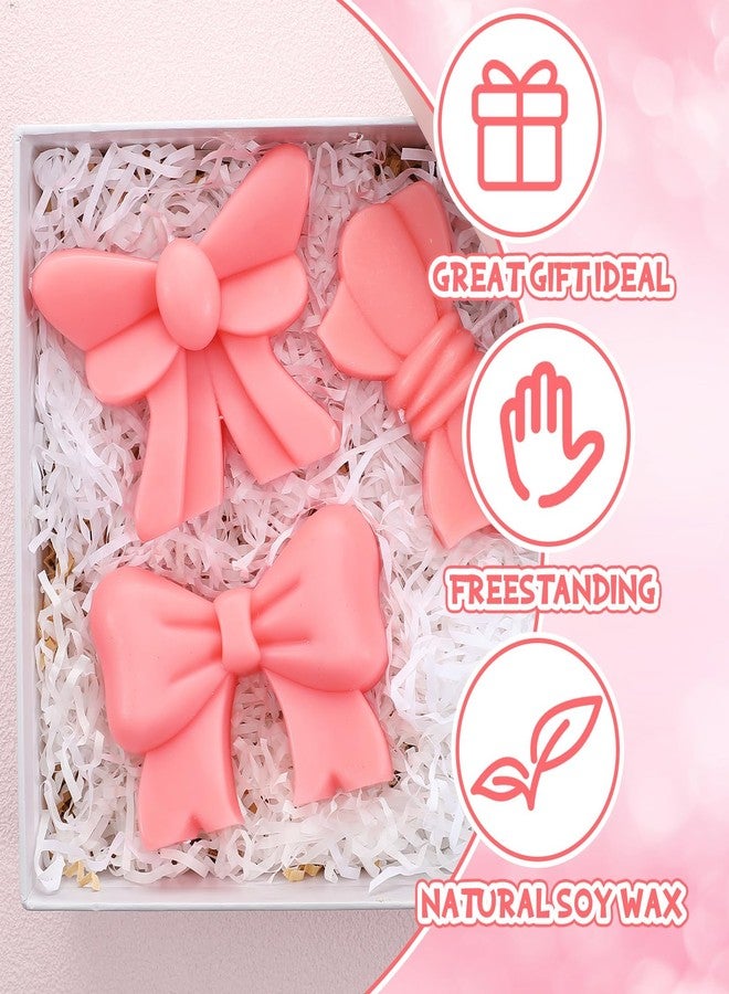 Conelist Set of 3 Pink Bow Candles Centerpiece Tiny Coquette Bow Christmas Tabletop Decor Baby Shower Birthday Candles Set Candlesticks Bachelorette Wedding Valentine's Day Table Centerpiece, 4 Inch - Image 3